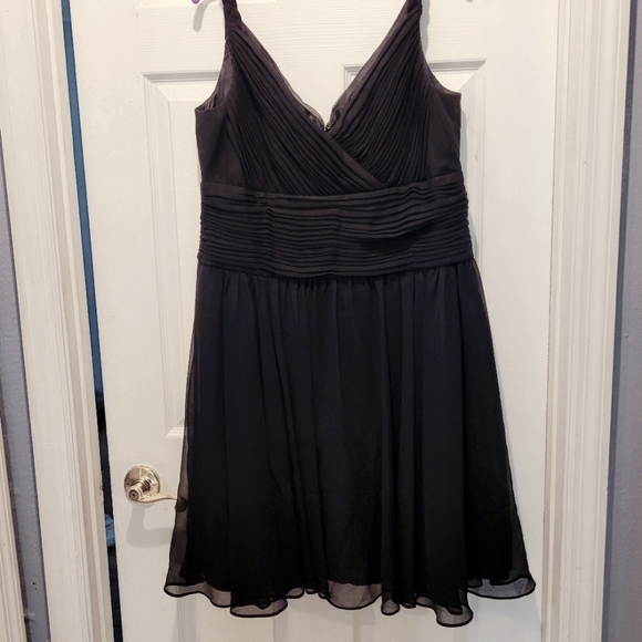 VTG Evan Picone Elegant Black Pleated Waist Dress Size 16 - Picture 1 of 6